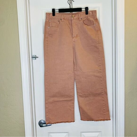 American Eagle Wide Leg Crop Jeans Size 10 Dusty Rose Color - Picture 1 of 11